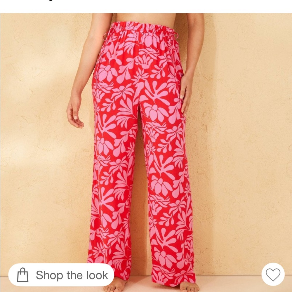 Shade & Shore Pink Floral Wide Leg Pants
